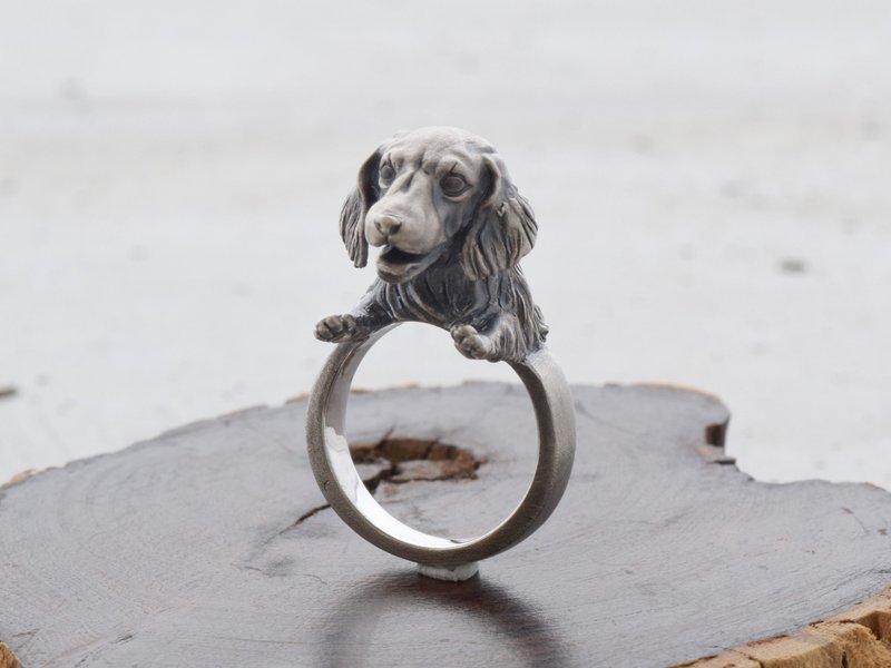 犬のミニチュアダックスフンドリング - 戒指 - 其他金属 银色