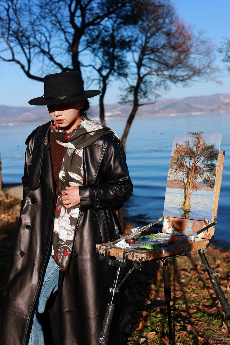 原创设计围巾之我的花园 - 围巾/披肩 - 羊毛 黑色