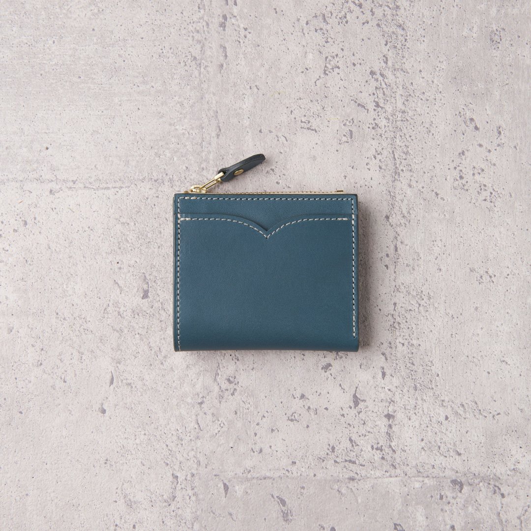 V拉链短夹 V Zipper Wallet /莫兰迪蓝 Morandi Blue - 皮夹/钱包 - 真皮 