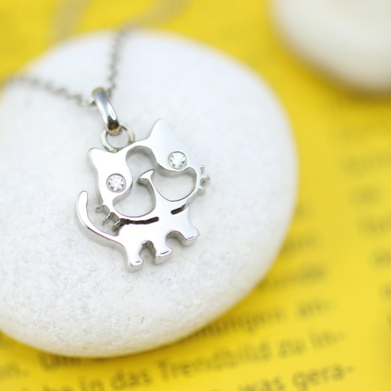 奔驰猫猫项链 - 项链 - 不锈钢 银色