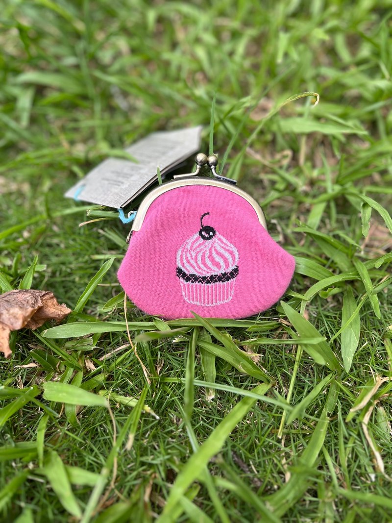 杯子蛋糕造型口金包 - 化妆包/杂物包 - 棉．麻 粉红色