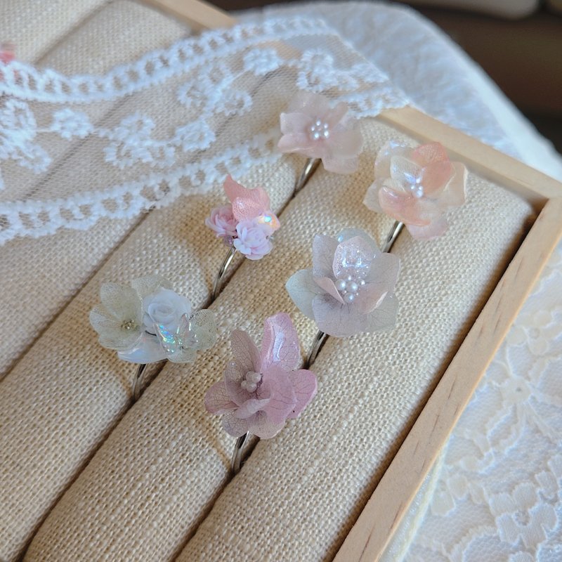 永恒花戒 Eternal Flower Ring 干燥花戒指 绣球花 紫阳花 - 戒指 - 不锈钢 粉红色