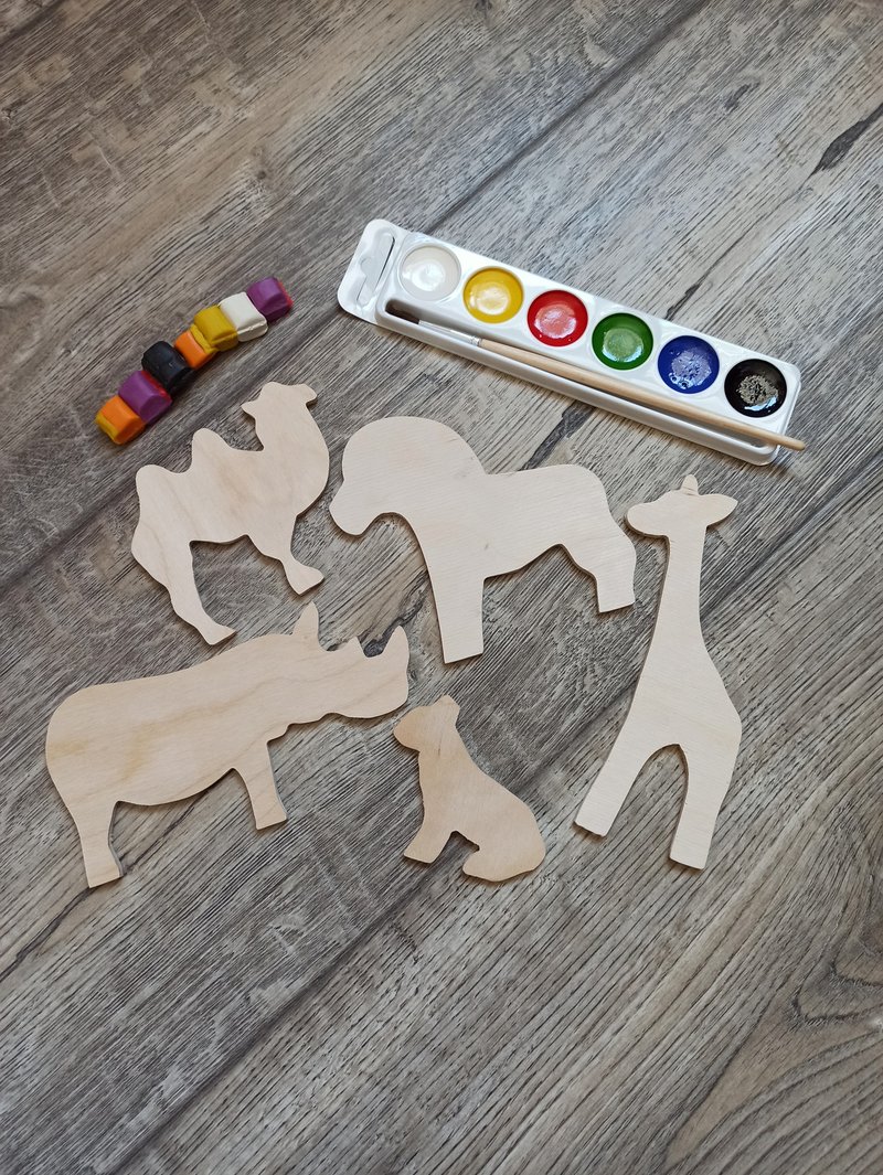 animal figurines for painting,kids craf kit ,set  Wooden  Shape For Craft - 玩具/玩偶 - 木头 咖啡色