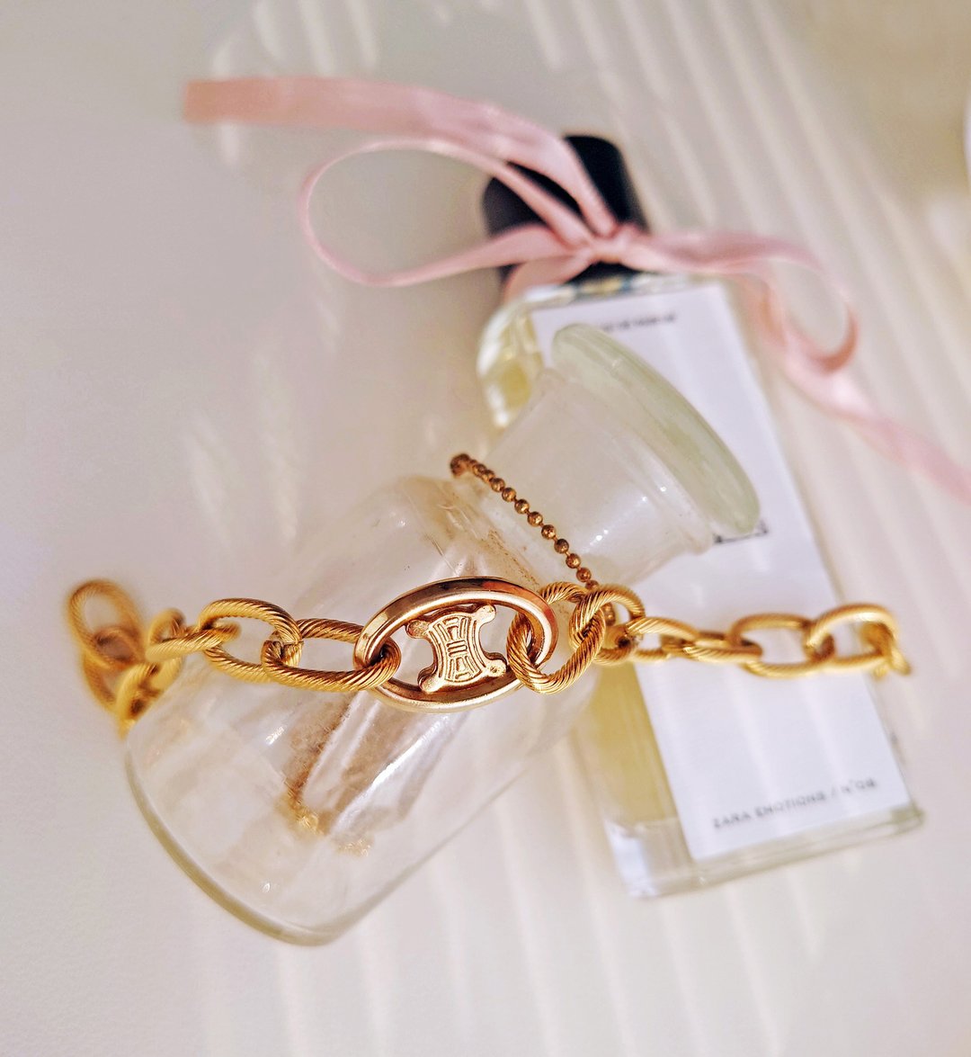 中古真品 最后一条 CELINE 凯旋门链条包挂件 项链颈链手链 挂饰 - 手链/手环 - 其他金属 金色