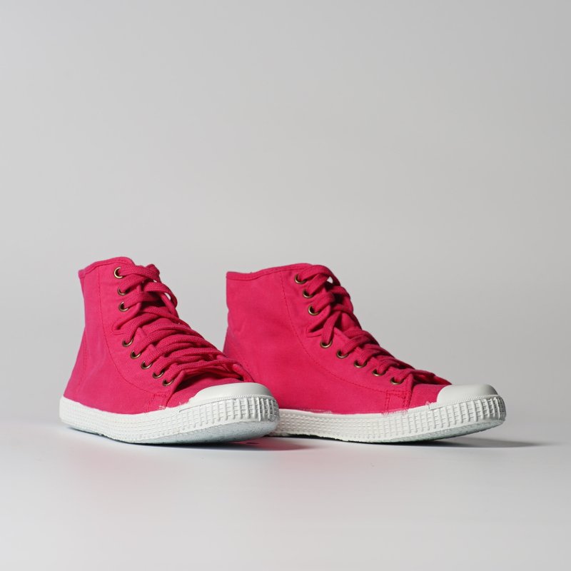 西班牙帆布鞋 高筒款 桃红色 香香鞋 61997 88 - 女款休闲鞋 - 棉．麻 红色