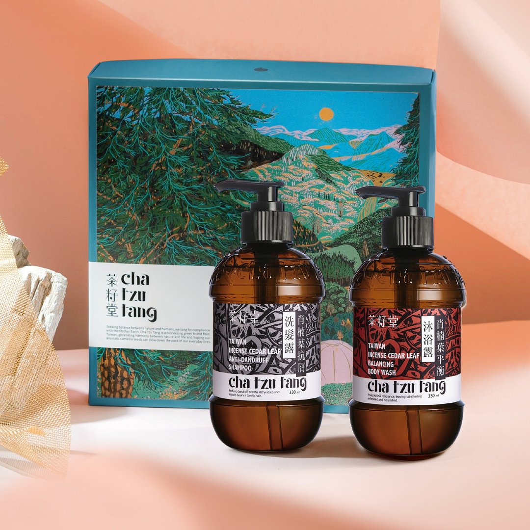 【圣诞礼盒】茶籽堂 年度版画礼盒(穹苍蓝) 肖楠叶发身双入组 - 沐浴用品 - 植物．花 