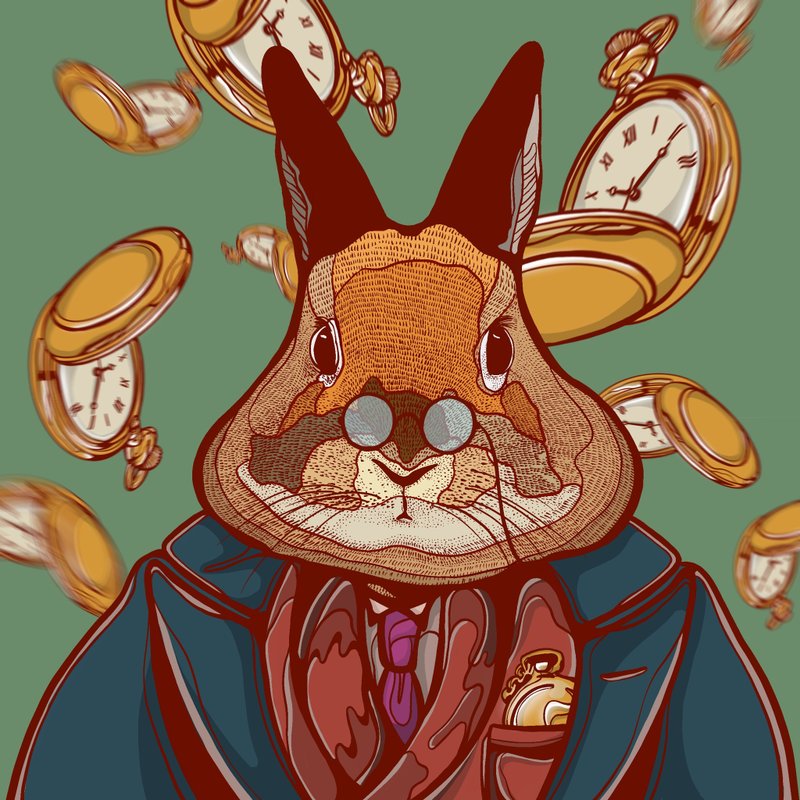 爱丽丝梦游仙境的白兔 - 高品质画作印刷 - 卡片/明信片 - 纸 