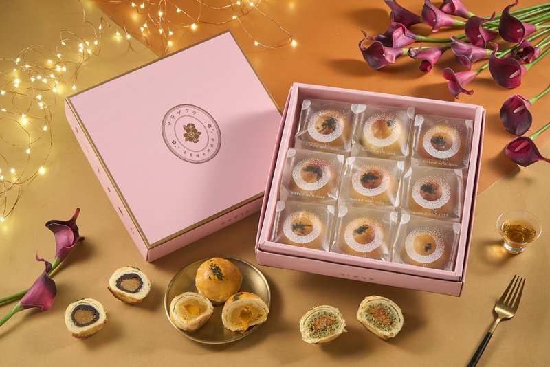 【中秋礼盒】金莎奶黄流心酥+白玉芝麻酥+伊势海苔肉松酥6入9入12 - 蛋糕/甜点 - 纸 金色