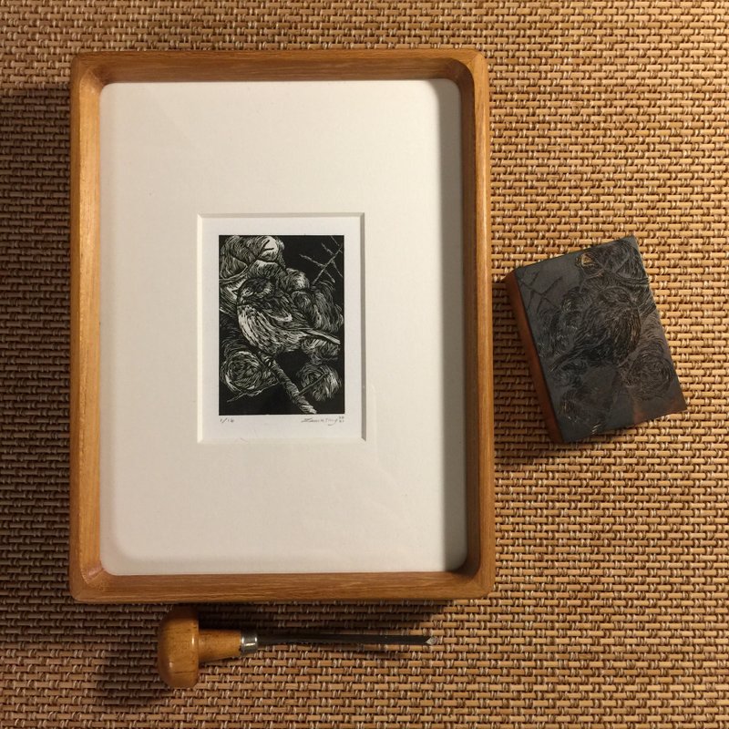 【木口木刻版画】The island on bird street - 海报/装饰画/版画 - 纸 黑色