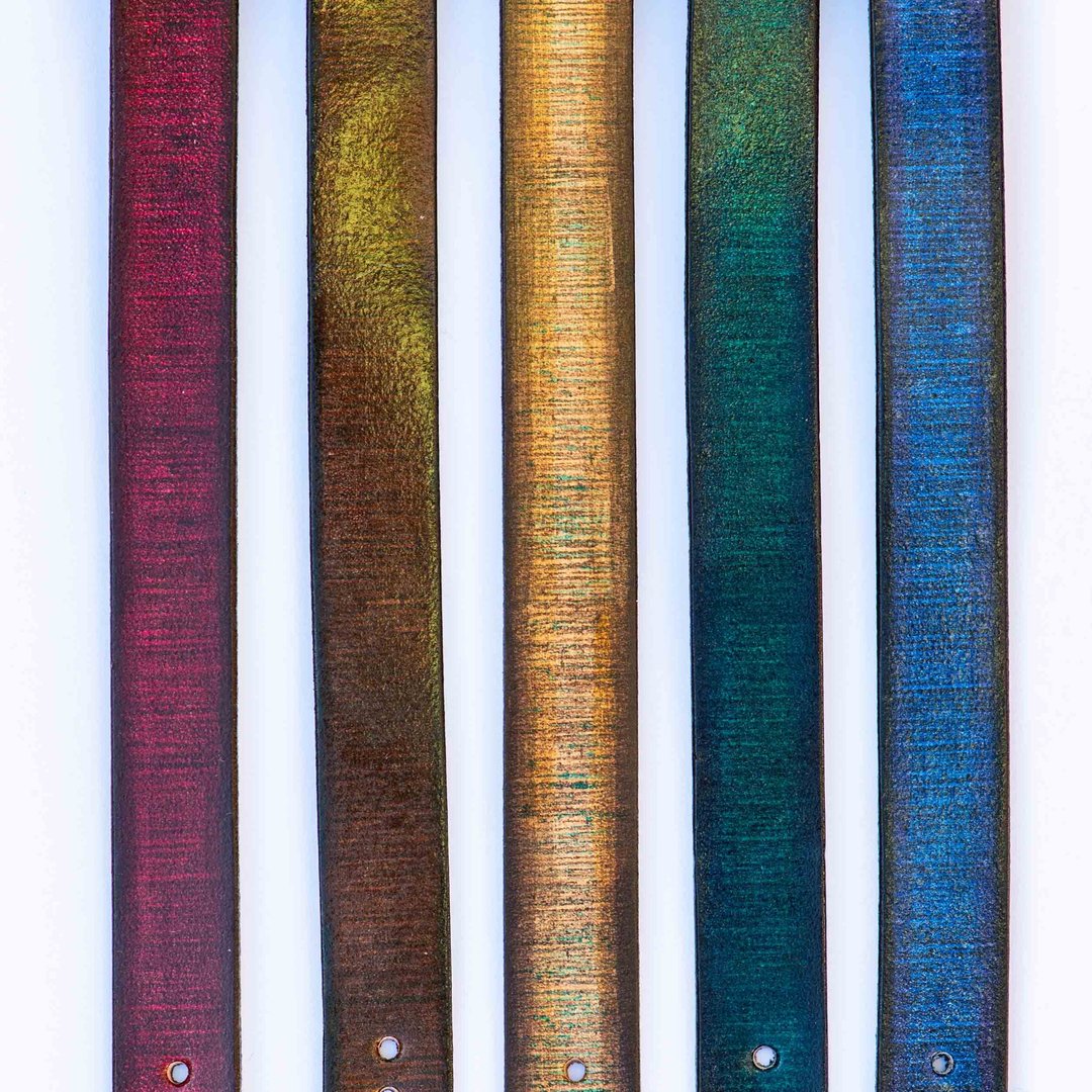 木版印刷染色皮制表带M尺寸15mm宽     手表替换用表带 - 女表 - 真皮 多色