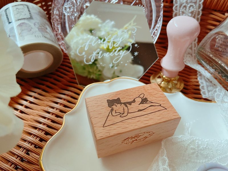 fluffyfruity 猫 瑜珈 yoga 印章 香港设计 手帐 原创 - 印章/印台 - 木头 卡其色