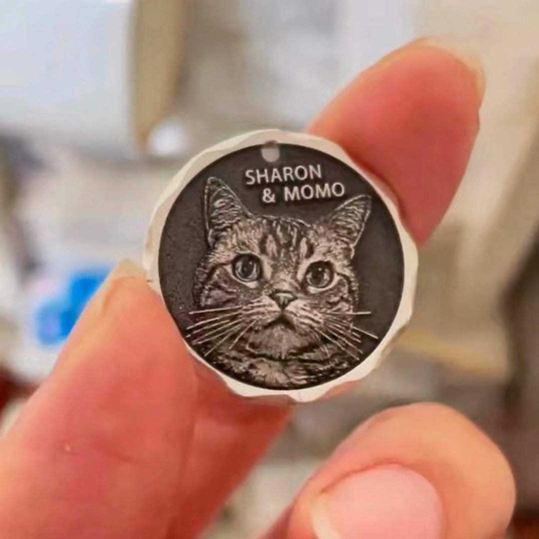 客制化毛小孩 纯银项链 猫狗画像 似颜绘 纪念 宠物大师级雕刻 - 项链 - 纯银 