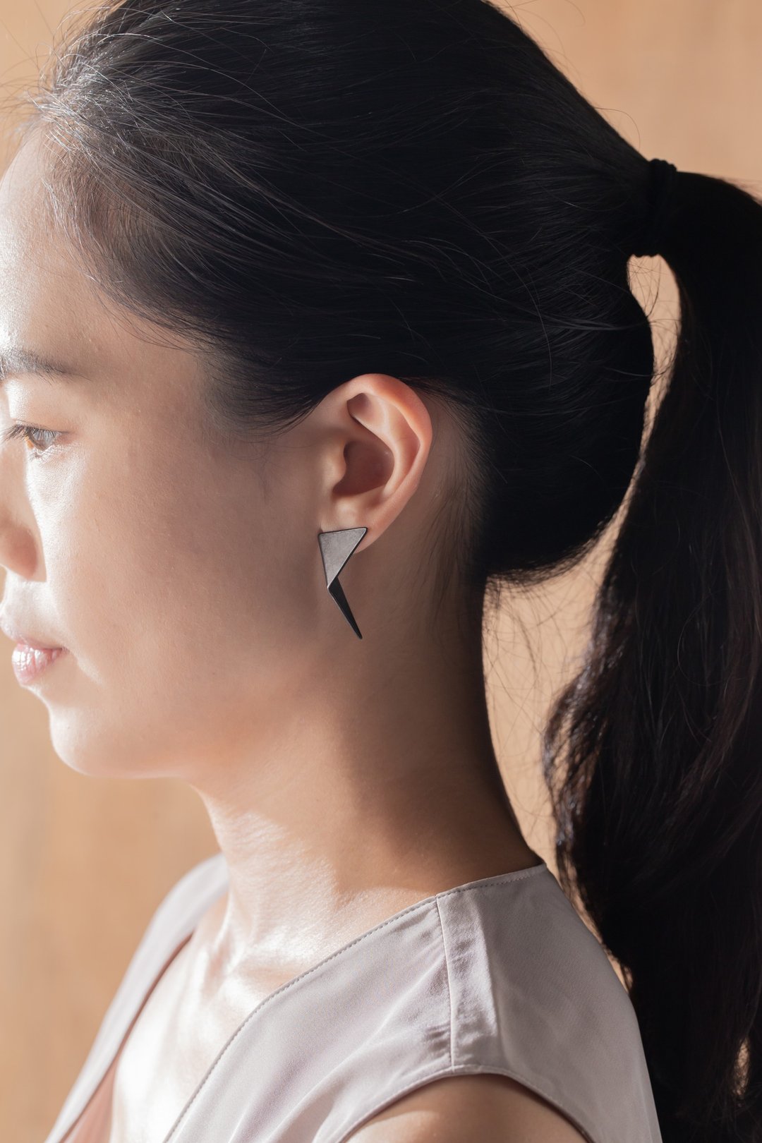 Minimalism 低限主义 地景耳环2号 Sculptural Ear - 耳环/耳夹 - 铜/黄铜 黑色