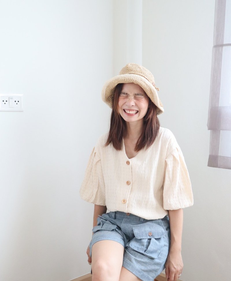 Muffin Top 奶油色棉质 - 女装上衣 - 棉．麻 白色