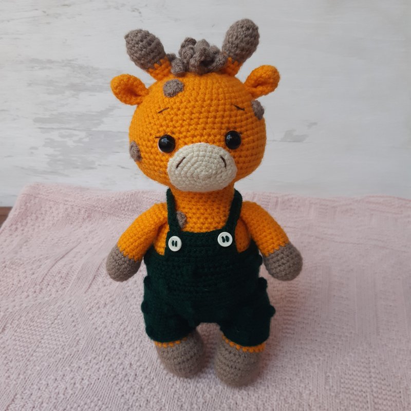 手工钩针编织黄色长颈鹿玩偶 | 动物玩偶 | 绒毛玩具 | 阿米古鲁米 (Amigurumi) 玩偶 - 玩具/玩偶 - 其他材质 黄色