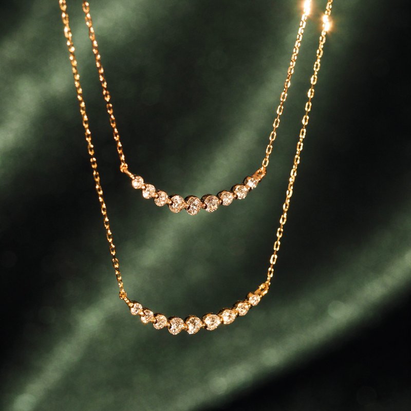 18K钻石微笑项链 18K Gold Diamond Smile Necklace - 项链 - 贵金属 