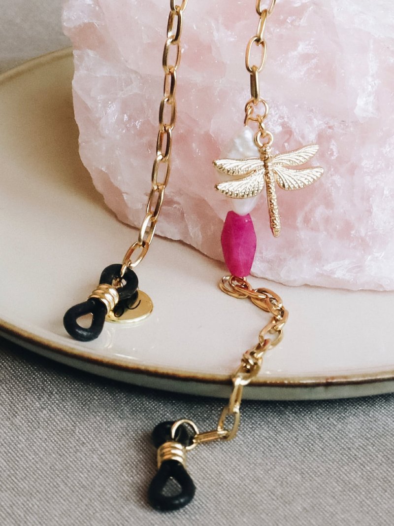 澳洲Sunny Cords 金色小蜻蜓 帽链|眼镜链|口罩链|air pods链 - 长链 - 其他金属 