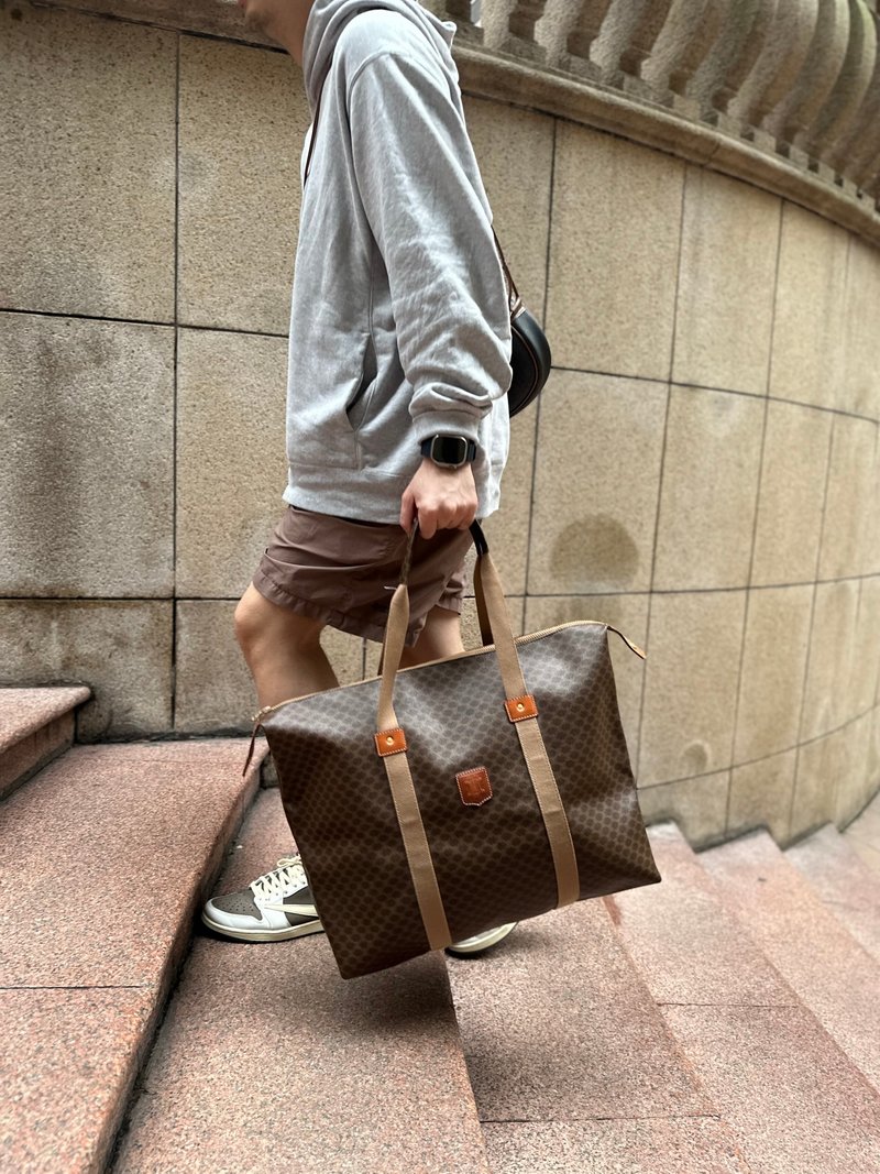 中古正品 Celine Triumph 凯旋门老花 托特包 旅行包 手提行李包 - 手提包/手提袋 - 防水材质 咖啡色
