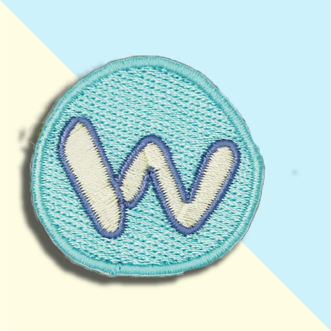 童趣刺绣贴-W - 徽章/别针 - 绣线 蓝色