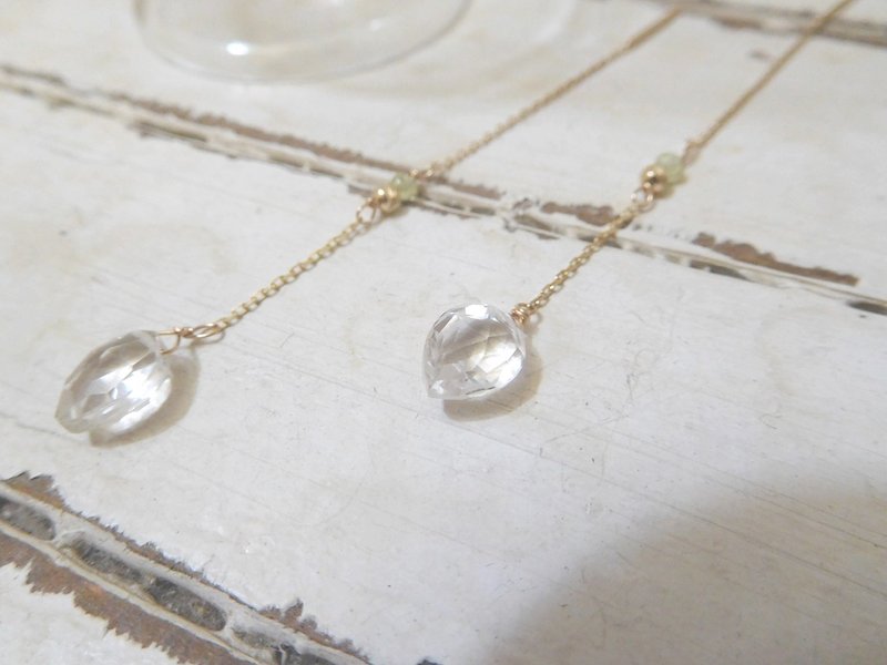 纯14k金切割石英k金球耳线 无法改夹 - 耳环/耳夹 - 其他金属 金色