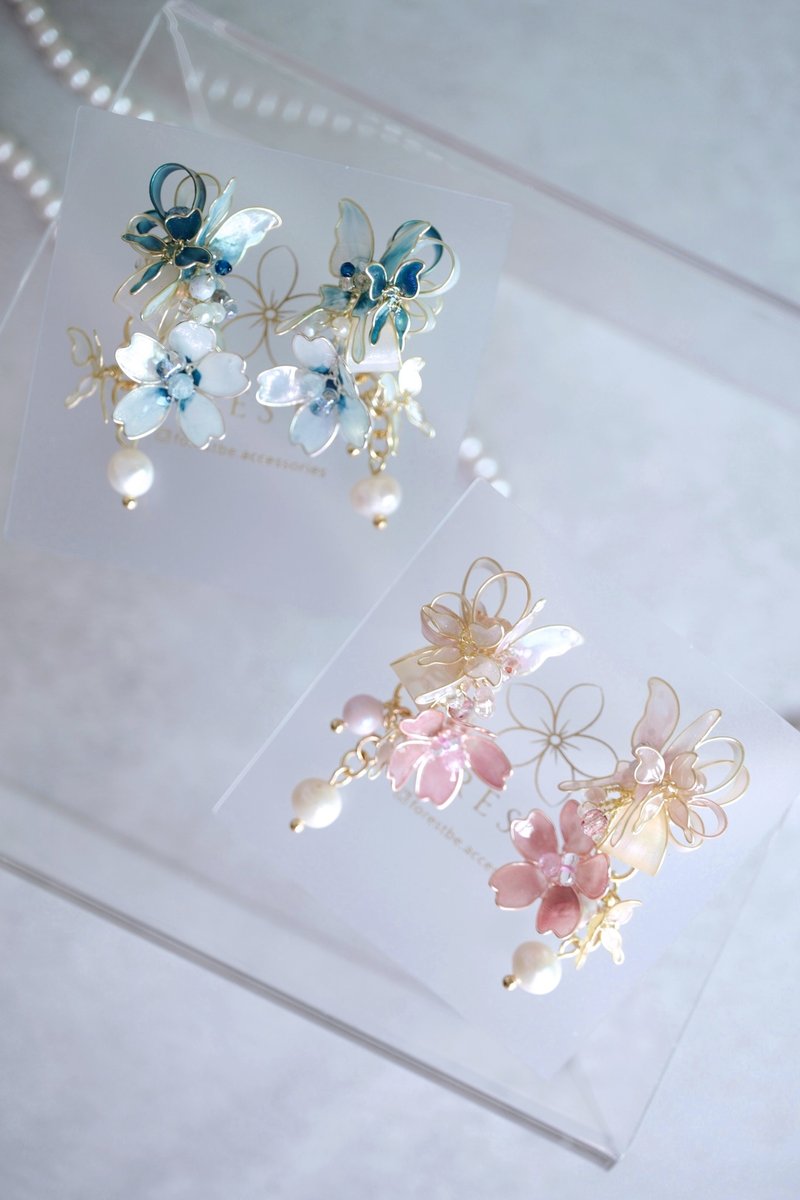 蝴蝶 春季 耳环 - 耳环/耳夹 - 树脂 多色