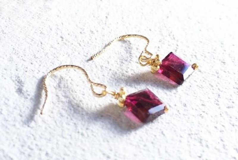 Rhodlite Garnet ◆ K14GF earrings - 耳环/耳夹 - 宝石 