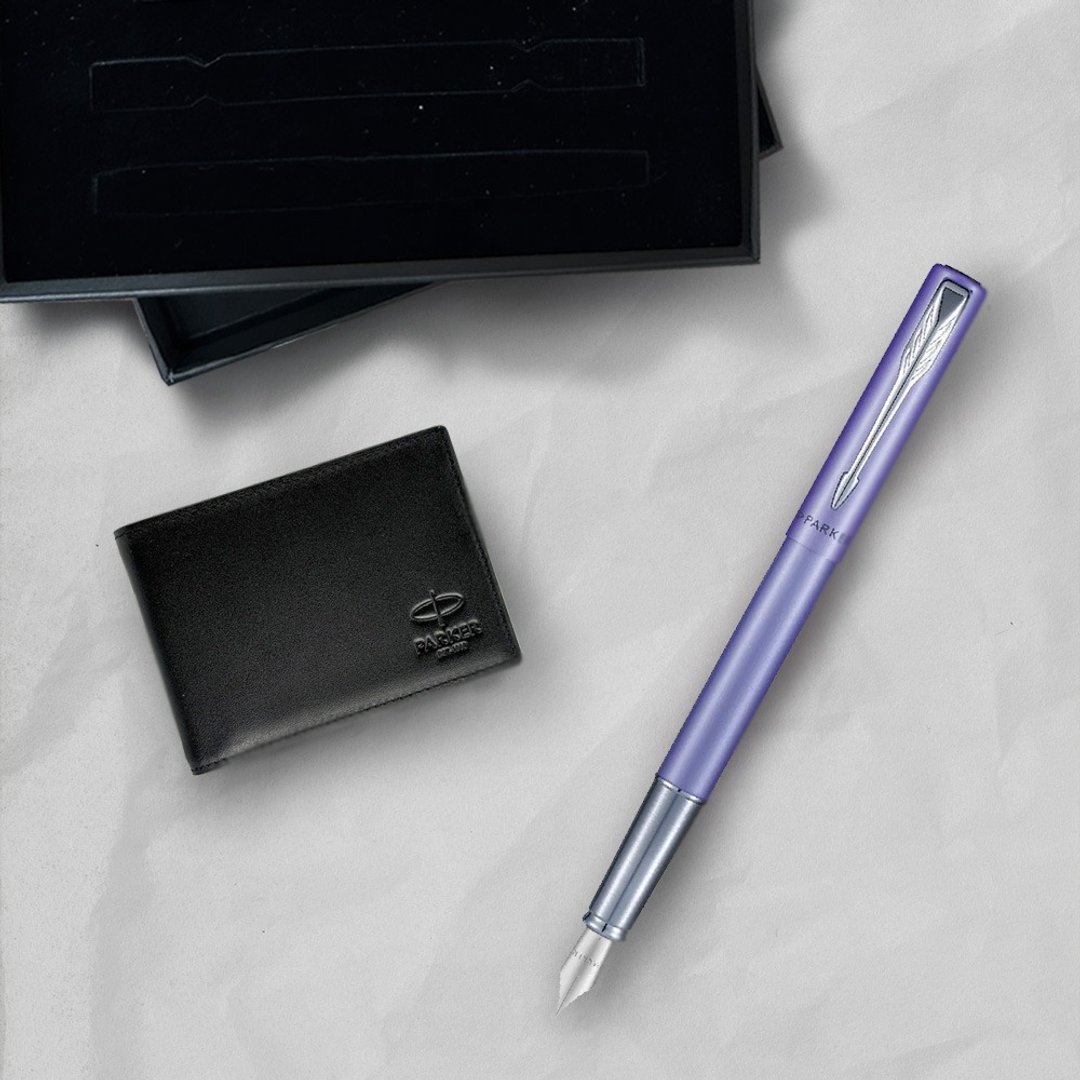 PARKER 派克 威雅XL系 银河紫 钢笔  F尖 牛皮短夹礼盒 免费刻字 - 钢笔 - 其他金属 紫色