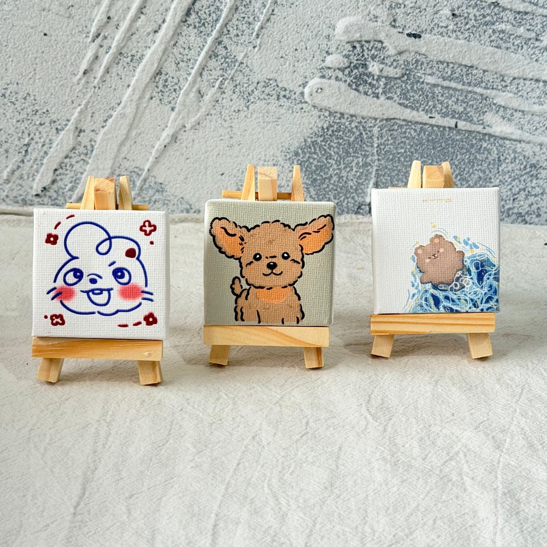 定制 迷你 油画框组 小型 油画 相框 木框 送礼 疗愈 可爱 小巧 - 画框/相框 - 木头 咖啡色