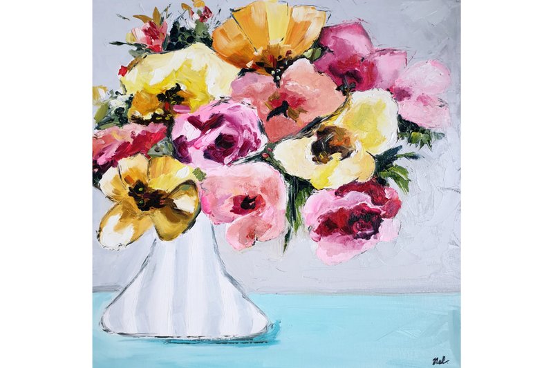 Flower Painting Floral Oil Original Art  Home  Decoration Art Feng Shui Painting - 海报/装饰画/版画 - 其他材质 多色