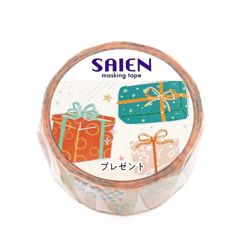 2025冬季【日本 SAIEN】20mm 银箔和纸胶带－礼物 Present - 纸胶带 - 纸 
