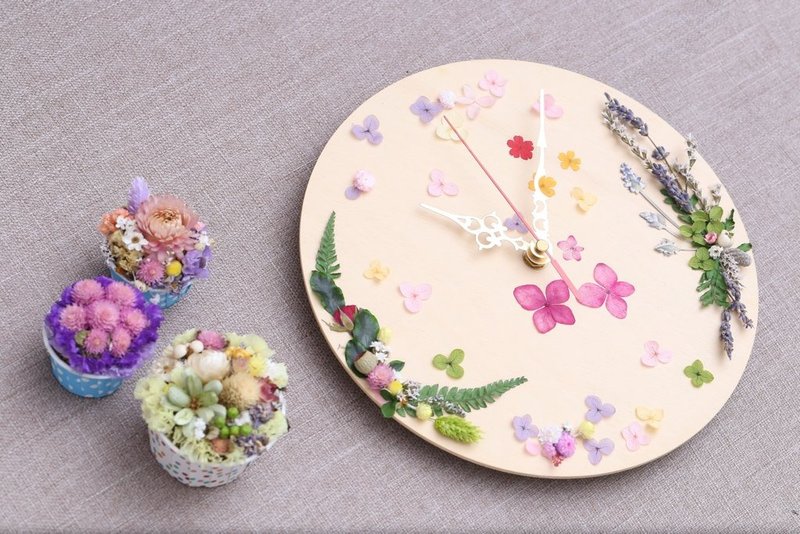 三花猫手作花饰 干燥花 花时间 花园时钟 - 时钟/闹钟 - 植物．花 红色
