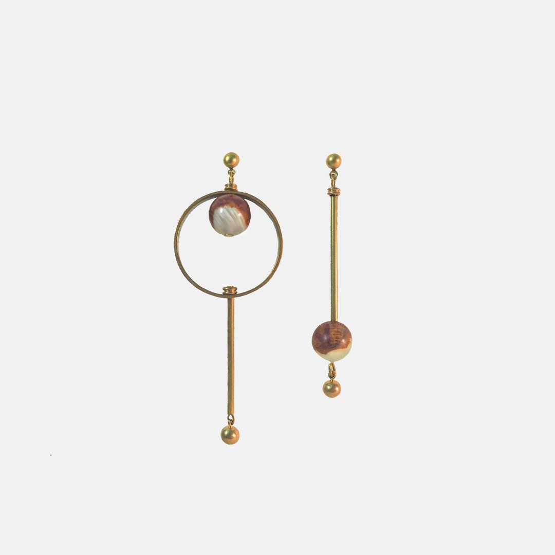 星体不对称耳环 - Unbalanced ' Stars Earrings - 耳环/耳夹 - 宝石 金色
