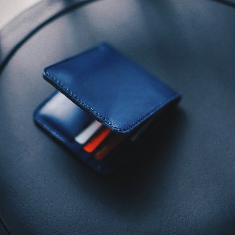 钱夹头层植鞣牛皮手缝材料包 - 皮夹/钱包 - 真皮 蓝色