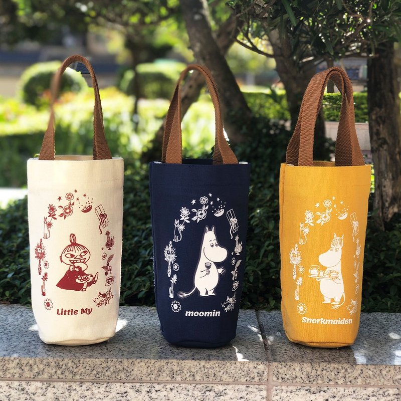 【MOOMIN】夏日花园水杯提袋 饮料提袋 保温杯带 提袋 帆布袋 - 随行杯提袋/水壶袋 - 棉．麻 