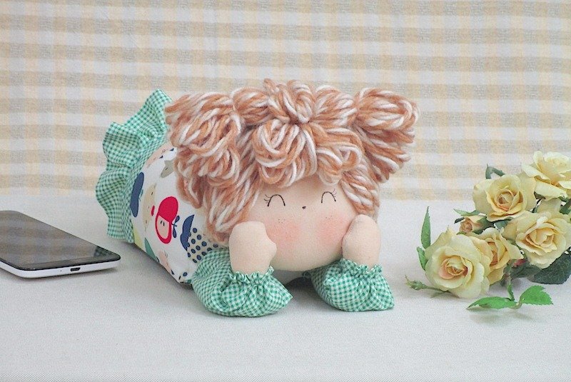 俏娃造型手机座 - 手机座/防尘塞 - 棉．麻 绿色