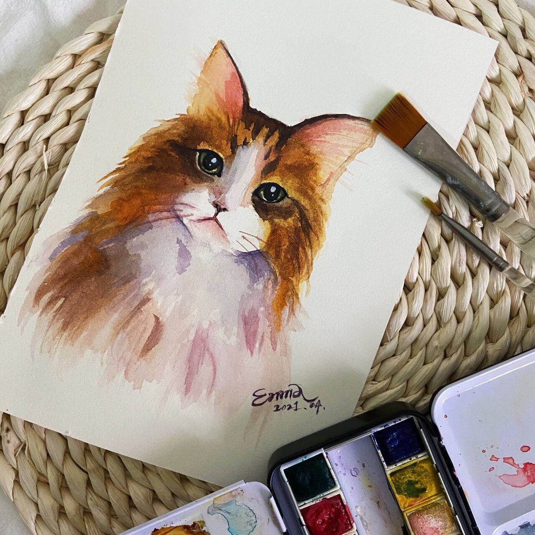 水彩手绘毛小孩动物画【古亭】 - 插画/绘画/写字 - 其他材质 