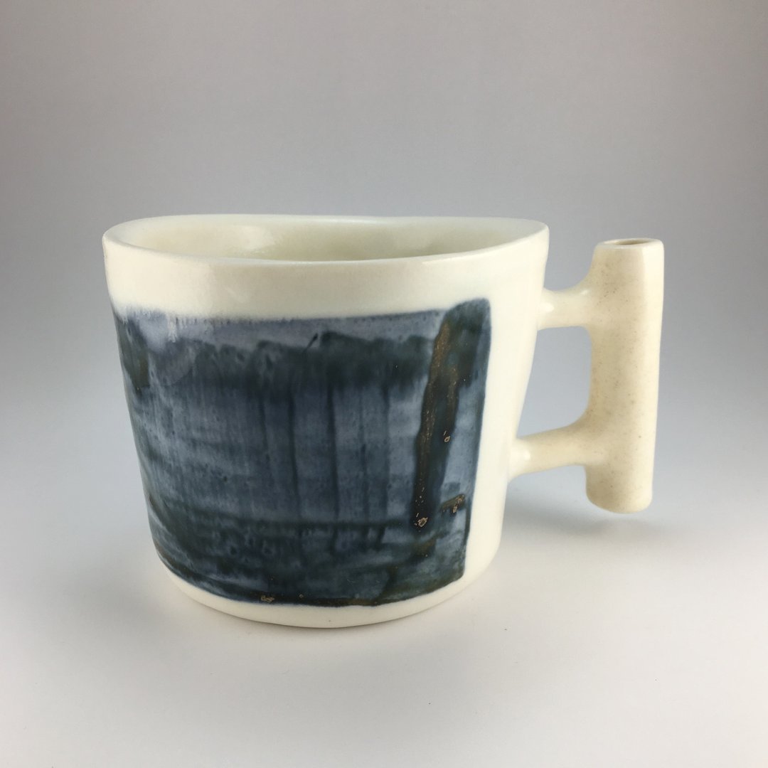 手捏有耳陶瓷杯-瓷器 陶艺 马克杯 咖啡杯 手作 杯 生日礼物 情人节 - 咖啡杯/马克杯 - 瓷 