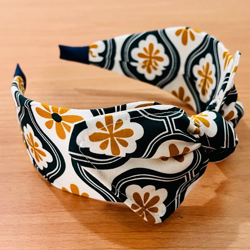 MOYA 宽版手工发箍 年代风华 - 发饰 - 棉．麻 蓝色