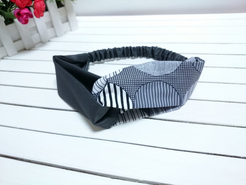 半圆交叉款发带 hairband *SK* - 发带/发箍 - 棉．麻 灰色