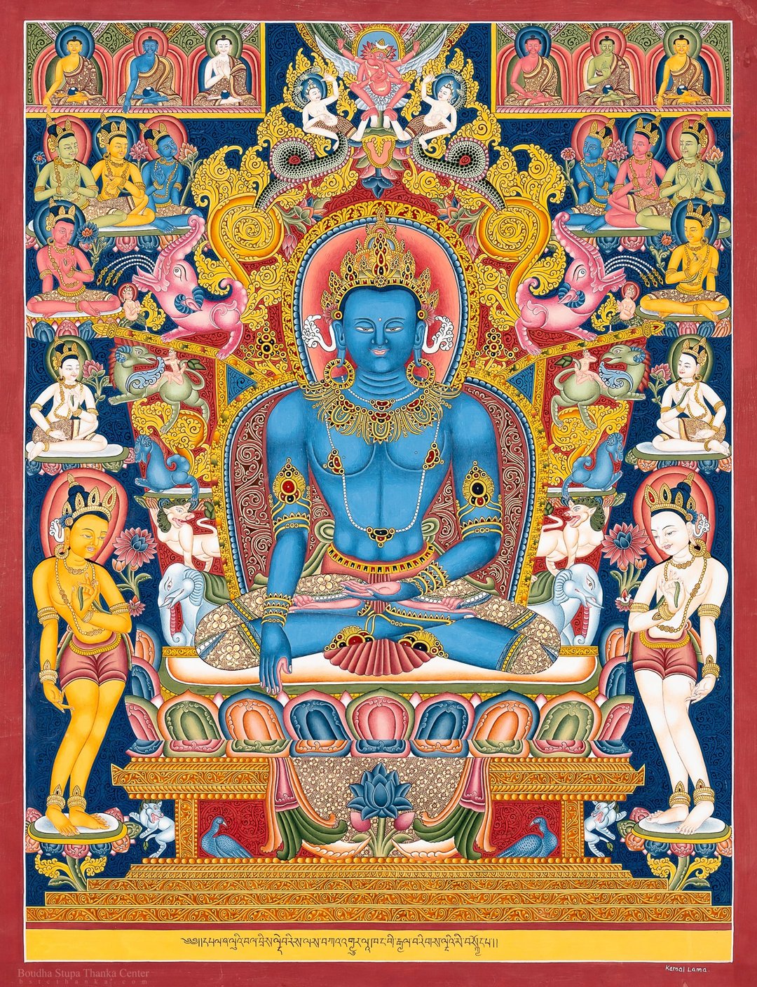 神圣药师佛尼瓦里风格唐卡 – 艺术中的疗愈与慈悲 - 墙贴/壁贴 - 其他材质 多色