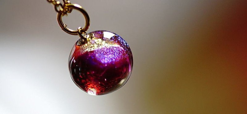 [Made to order] Ruby passion planet - 项链 - 玻璃 粉红色