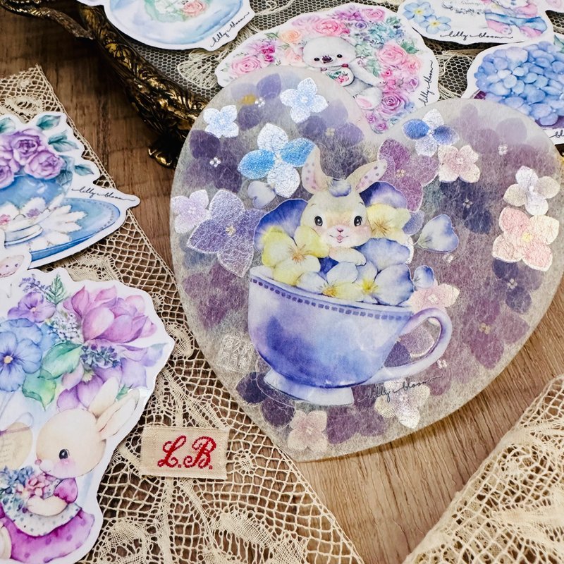 【all pretty flowers for you!】精致可爱花花白墨大贴纸 - 贴纸 - 纸 多色