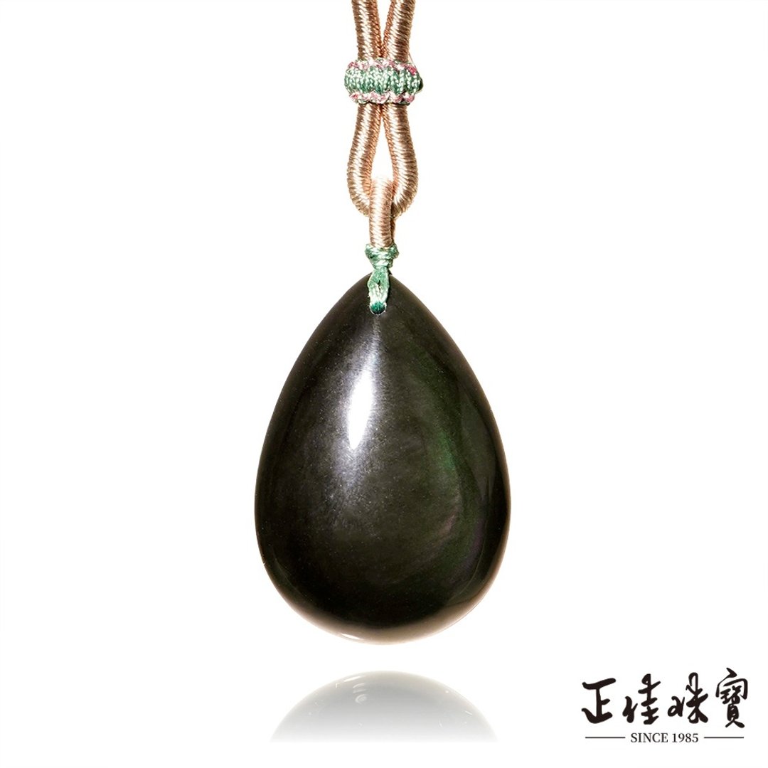 【正佳珠宝】彩虹黑曜石 高品彩曜石 水滴形 18.7g 黑曜石吊坠 - 项链 - 半宝石 多色