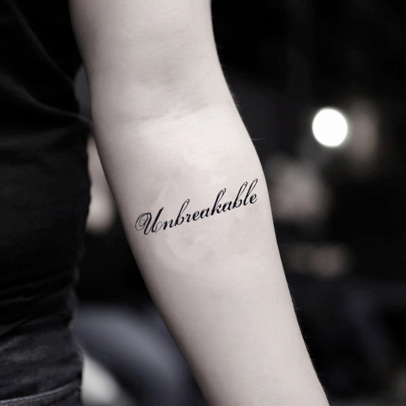 OhMyTat 牢不可破 Unbreakable 刺青图案纹身贴纸 (2 张) - 纹身贴 - 纸 黑色