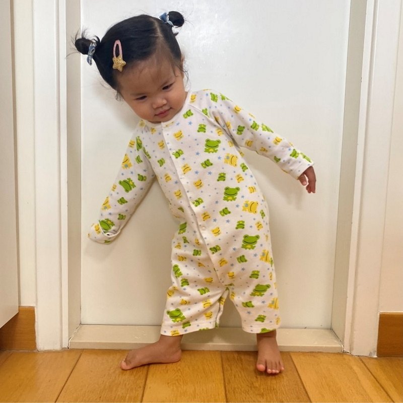 【圣诞新年礼物】2合1婴儿连身衣/爬装/连体衣/长袍 - 包屁衣/连体衣 - 棉．麻 绿色