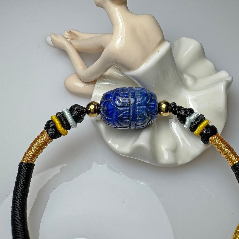 G46 无染色纯天然青金石莲花珠 路路通 手珠 手绳 手环 手串 - 手链/手环 - 玉石 多色
