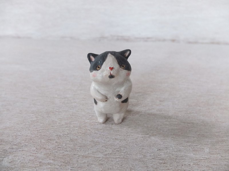 猫-黑白冏冏小陶猫 - 玩偶/公仔 - 陶 黑色