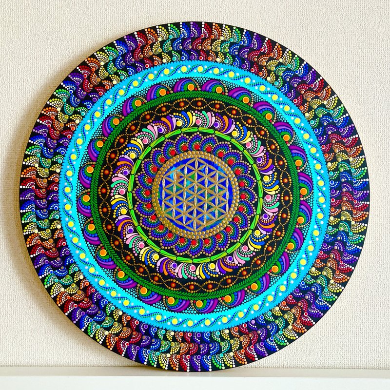 Circulating Earth and Space  DotMandala 60cm - 海报/装饰画/版画 - 棉．麻 多色