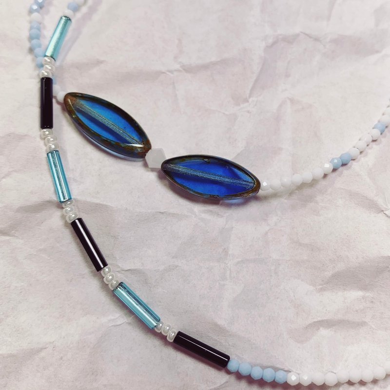 蓝眼睛的少女─手工串珠项链 - 项链 - 其他材质 蓝色