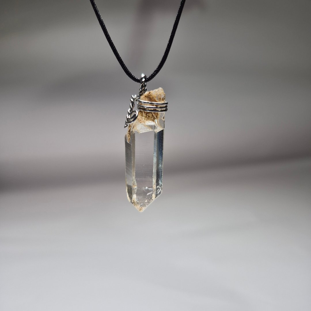 •来自遥远的祝福• 骸骨白水晶手工绕线 原矿吊坠 - 项链 - 水晶 透明